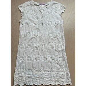 Calypso St. Barth Eyelet Dress Euro Summer White Cotton Tunic Coastal Grandma S